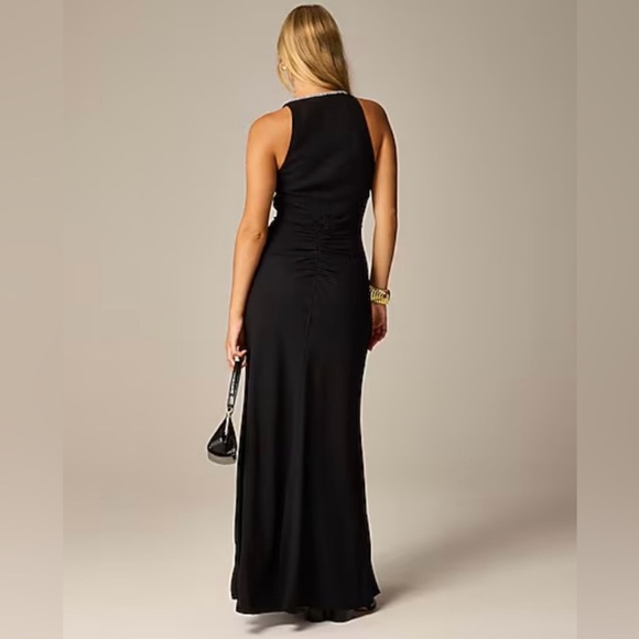 J. Crew Women’s Full-length Embellished Ruched Dress CD510 Size 4 In Black NWT - Picture 3 of 7